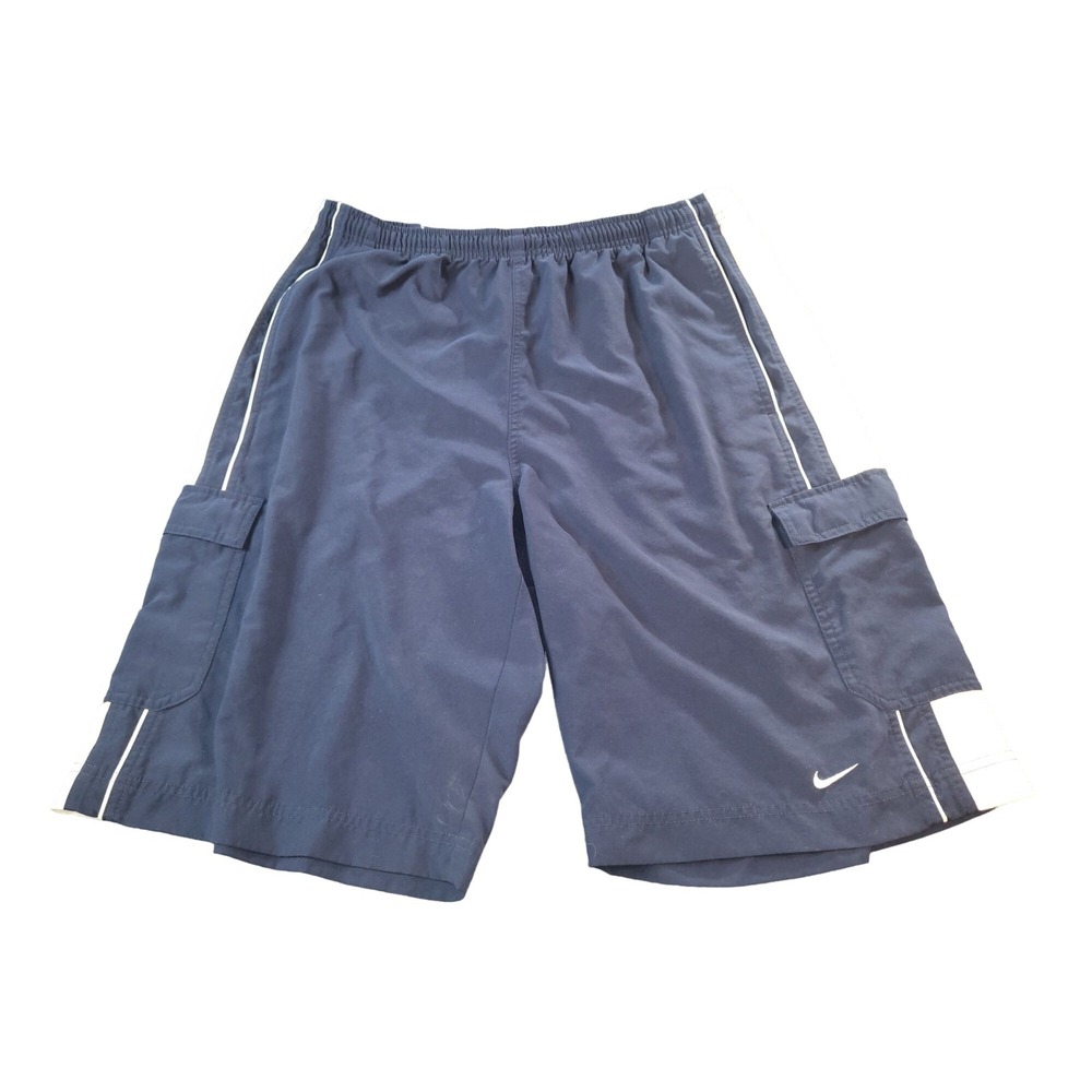 Nike Athletic Department Cargo Shorts Mens Sz XL Blue White Casual Athleisure
